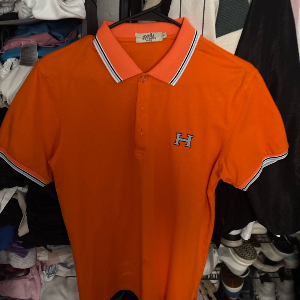 Hermes Vibrant Orange Polo Shirt with Logo